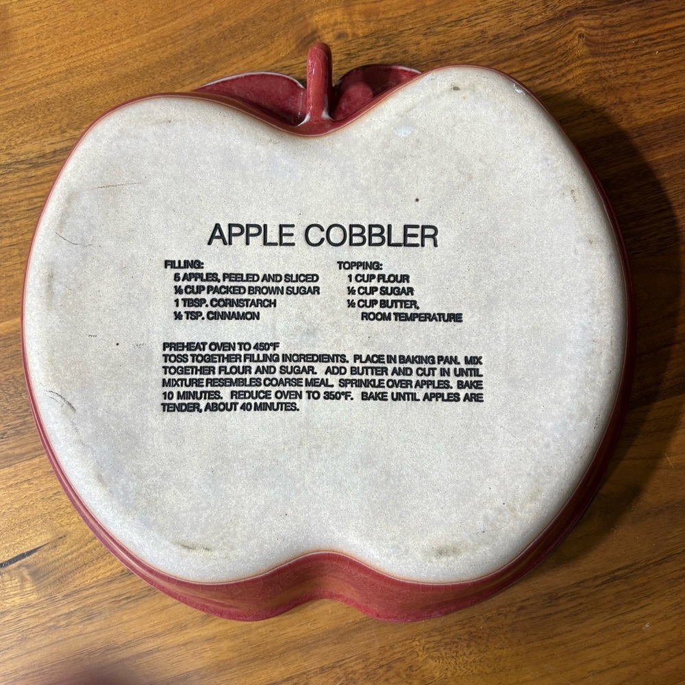 Vintage ceramic Apple Cobbler recipe baking dish - Picture 5 of 6
